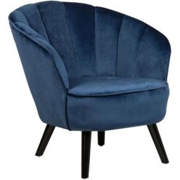 Fauteuil Glamour Tapissé en Velours Bleu Foncé Haut de Gamme pour Chambre ou Salon Moderne et Chic