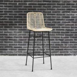Tabouret de bar en rotin et métal - Naturel