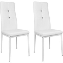Lot de 2 Chaises de salle à manger Chaises avec strass pour salon, chambre, cuisine - Blanc