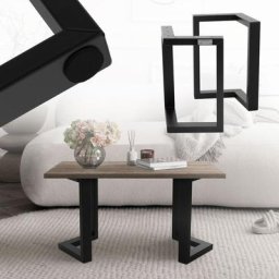 Ml-design - Set 2x pieds de table forme arrow en v acier noir mat style moderne 38x43x20 cm