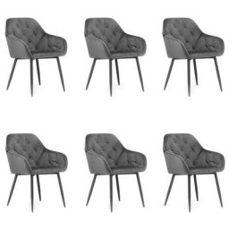 Forto - Lot de 6 chaises style glamour salon/salle à manger - 81x55.5x61 cm - Fauteuil de table en