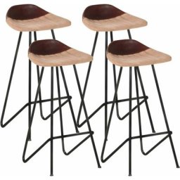 Tabourets de bar lot de 4 marron cuir véritable Vidaxl Brun