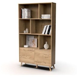 Bibliothèque coloris chêne doré - Hauteur 179 x Longueur 100 x Profondeur 30 cm Pegane