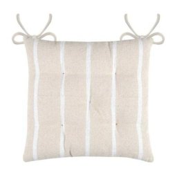 Lovely Casa - Lot de 4 galettes de chaise 5 points 40x40 St Trop blanc coton - Blanc
