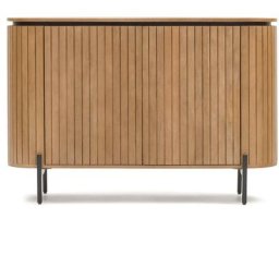 Buffet Licia 2 portes en bois massif de manguier et métal peint en noir 120 x 80 cm - Naturel
