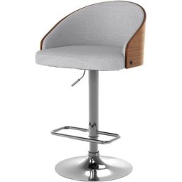 Chaise de bar réglable 63/84 cm en tissu - Carmelo - Gris Clair