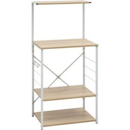 Armoire à micro-ondes Blanc et chêne 60x39,6x123 cm Aggloméré Vidaxl blanc et chêne