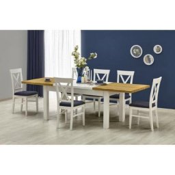 Table à manger extensible 160-250 x 90 x 77 cm - Chêne miel/Blanc - Chêne miel/Blanc