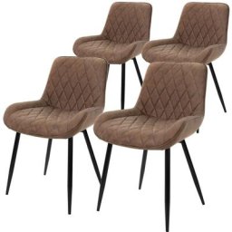 Ml-design - Lot de 4 chaises salle à manger cuisine marron simili pu pieds acier noir 120 kg
