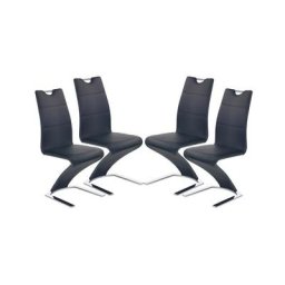 Ingrid Lot de 4 chaises design en cuir synthétique - Noir - Noir