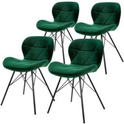 Ml-design - Lot 4 chaises salle à manger vert foncé en velours pieds métalliques noir 120 kg