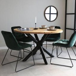Denver Table à Manger Industrielle Rond Ø130 cm - Brun