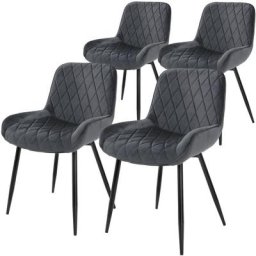 Ml-design - Set 4 chaises de salle à manger rembourrées assise dossier anthracite velours
