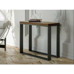 Console extensible bois clair et pieds métal anthracite 4 personnes 45 à 90 cm Elatra