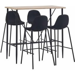 Ensemble de bar 5 pcs Tissu Noir Vidaxl Black
