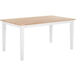 Table de Salle à Manger ou Cuisine 150 x 90 cm en Bois Clair et Blanc de Style Traditionnel pour