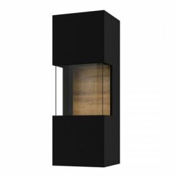 Price Factory - Petite vitrine suspendue 1 porte partiellement vitrée collection eva. Couleur noir