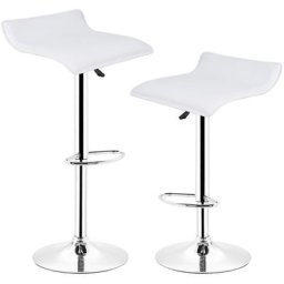 Tabourets de Bar Lot de 2, Chaise de Cuisine, Hauteur Réglable Pivotant à 360° Base Métallique