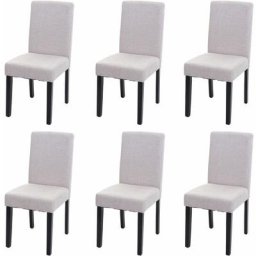 Lot de 6 chaises de salle à manger Chaise de cuisine Littau textile, crème-beige, pieds foncés