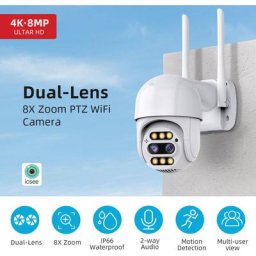 Camera de Surveillance WiFi Exterieur 8MP 4K ptz ip camera 8x Zoom Double Objectif Detection