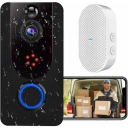 Sonnette vidéo sans fil 1080P, sonnette avec caméra avec détection de mouvement pir, caméra de