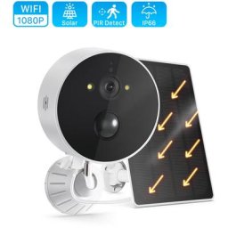 Camera de Surveillance Exterieur Batterie Solaire sans Fil, camera wifi 1080P hd, batterie