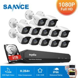 SANNCE 16CH 1080p système de caméra de sécurité 5 en 1 CCTV DVR enregistreur Surveillance vidéo