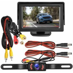 Kit caméra de recul et moniteur étanche 4.3 Affichage 7 led Plaque d'immatriculation Caméra de