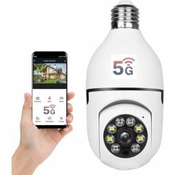 Caméra ampoule WiFi 360 degrés extérieure, 2,4 GHz et 5 GHz WiFi ampoule caméra, caméra de sécurité