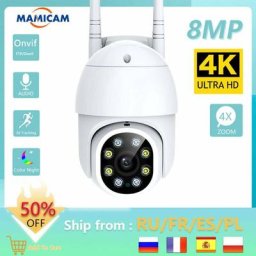 Caméra extérieure sans fil ip 8MP 4K wifi Surveillance vidéo Sécurité Protection Record ptz Speed