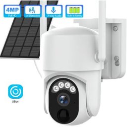 Camera solaire exterieure wifi 4MP HD,surveillance ptz camera 5W panneaux solaires batterie