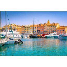 Tableau sur toile port de Saint-Tropez 30x45 cm - Impression sur Toile Murale Décorative - Image