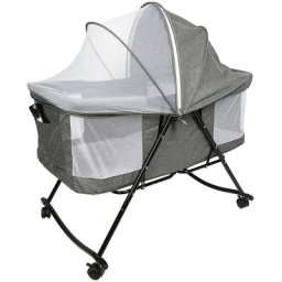 Lit Bébé Portable Berceau Pliable de Voyage avec Moustiquaire Gris. - Bathrins