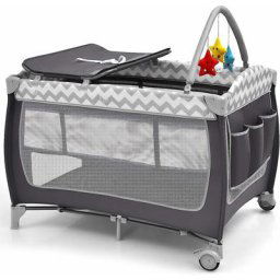 Lit Parapluie Bébé 3 en 1 Pliable avec Table à Langer, Matelas, Sac ,Roues Verrouillables (pour 0-3