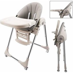Chaise Haute Bébé Pliable Evolutive, Chaise Haute Enfant Réglable, Nettoyage facile, Avec