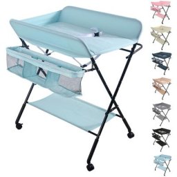 Portable Table à Langer Pliable pour Bébé, Table à Langer avec Panier de Rangement à Côté, Hauteur