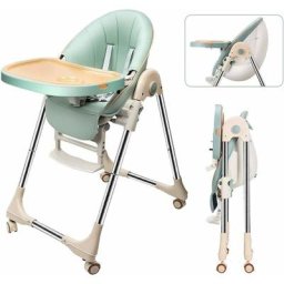 Chaise Haute Bébé Pliable Evolutive, Chaise Haute Enfant Réglable, Nettoyage facile, Avec