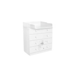 Polini - kids amis zen Commode a langer volga 4 tiroirs avec plan a langer rabattable blanc
