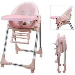 Chaise Haute Bébé Pliable Evolutive, Chaise Haute Enfant Réglable, Nettoyage facile, Avec