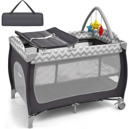 Lit Parapluie Bébé 0-3 Ans avec Matelas Lit de Voyage Tout-Petites 125x65x76 cm avec Table à