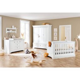 Chambre de bébé 'Emilia' extra large grande 3 pièces : lit de bébé évolutif, commode à langer extra