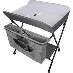 Hofuton Table à Langer Pliante pour Bébés Jusqu'à 11KG Hauteur Réglable avec Rouleaux, Espace de