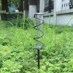Pluviomètre avec support, 12 ml, grand calibre avec piquet en spirale pour jardin, cour, extérieur