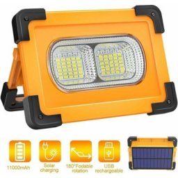 Projecteur led Rechargeable Lampe Chantier 80W 4000 Lumens Projecteur Portable avec Pannea Solaire