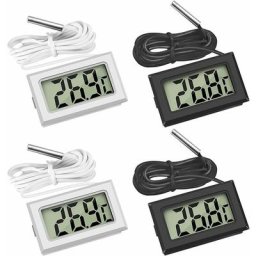 Mini Digital lcd Thermomètre Température avec Sonde de Température Capteur Testeur (2X Noir 2X