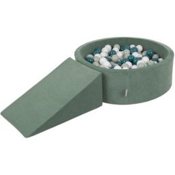 Velvet Aire De Jeux En Mousse Avec Rond Piscine à Balles Pour Enfants (100 Balles), Vert Forêt: