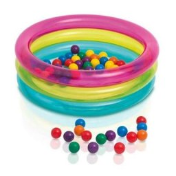 Intex - Piscine Bébé Gonflable pour Enfants avec 3 Anneaux et Boules Colorées 86X25H