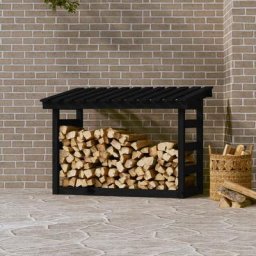 Support pour bois de chauffage Porte-bûches - Abri de stockage pour jardin - Noir 108x64,5x78 cm