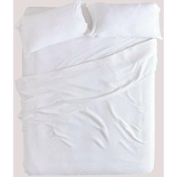 Sklum - Couverture multi-usages en Coton Gaufré (243x223 cm) Bimba Blanc - Blanc