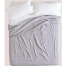 Sklum - Couverture multi-usages en Coton Gaufré (243x223 cm) Bimba Gris Clair - Gris Clair